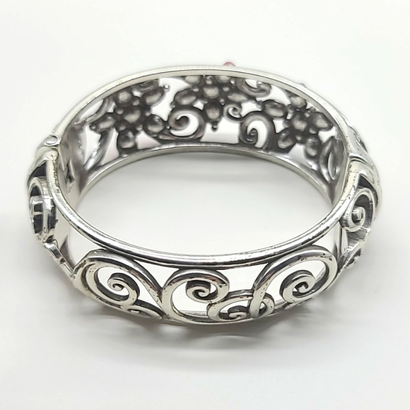 Brighton "GARDEN OF DREAMS" Pink/Purple Swarovski Crystal Floral Hinged Bangle! - Picture 8 of 15